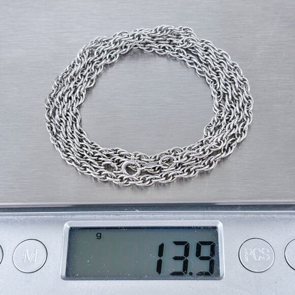 Rope Chain Necklace | Vintage Sterling Silver 925 | 24" - Picture 3 of 3